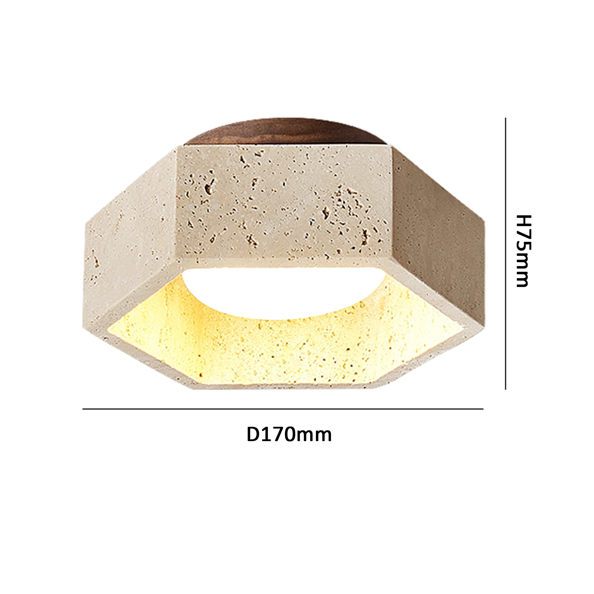 Luminária de Teto Minimalista em Pedra e Nogueira