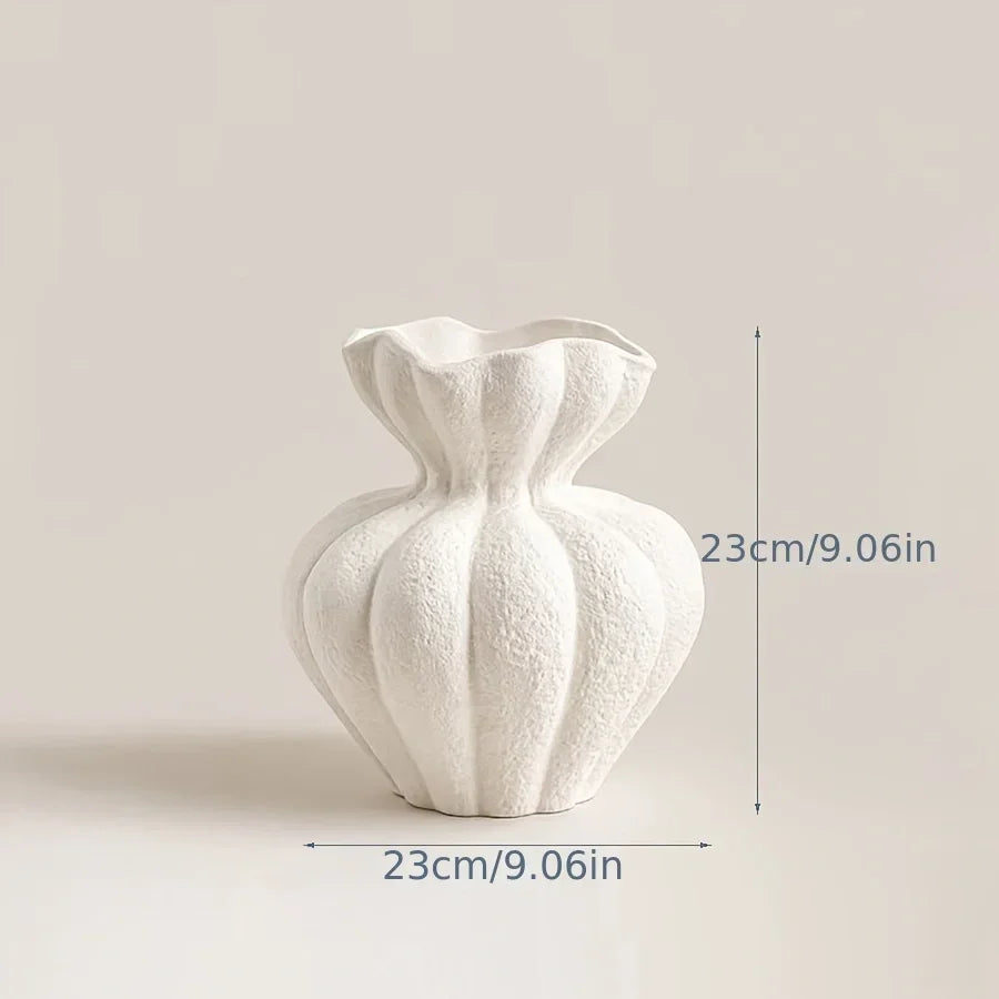 Vaso de Cerâmica Branco Estilo Retrô para Decoração